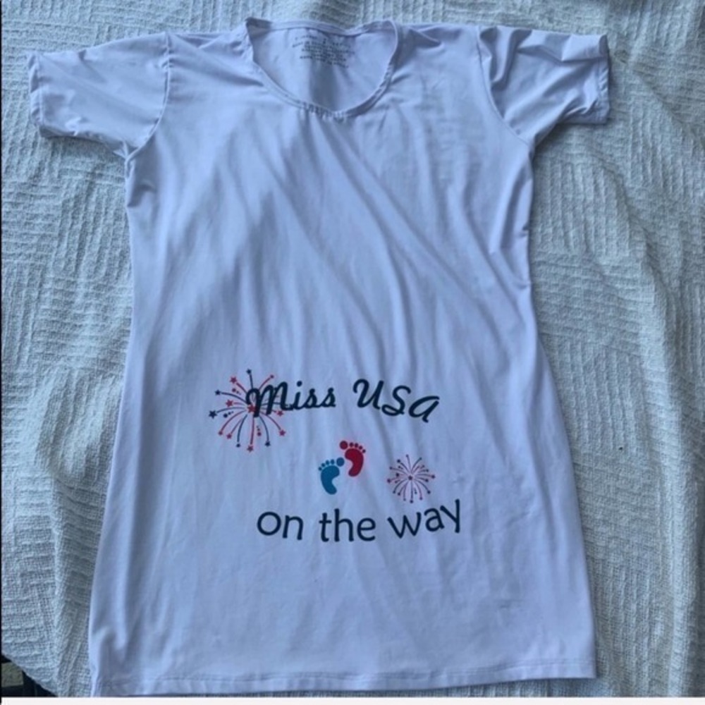 Maternity 4th of July size M red,white,blue pregnancy announcement shirt